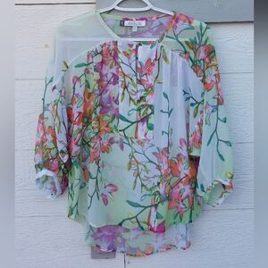 Sheer Floral  Blouse.  Size: Small.